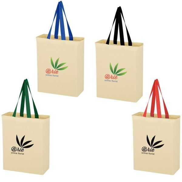 JH3208 Natural Cotton Canvas Grocery Tote Bag With Custom Imprint